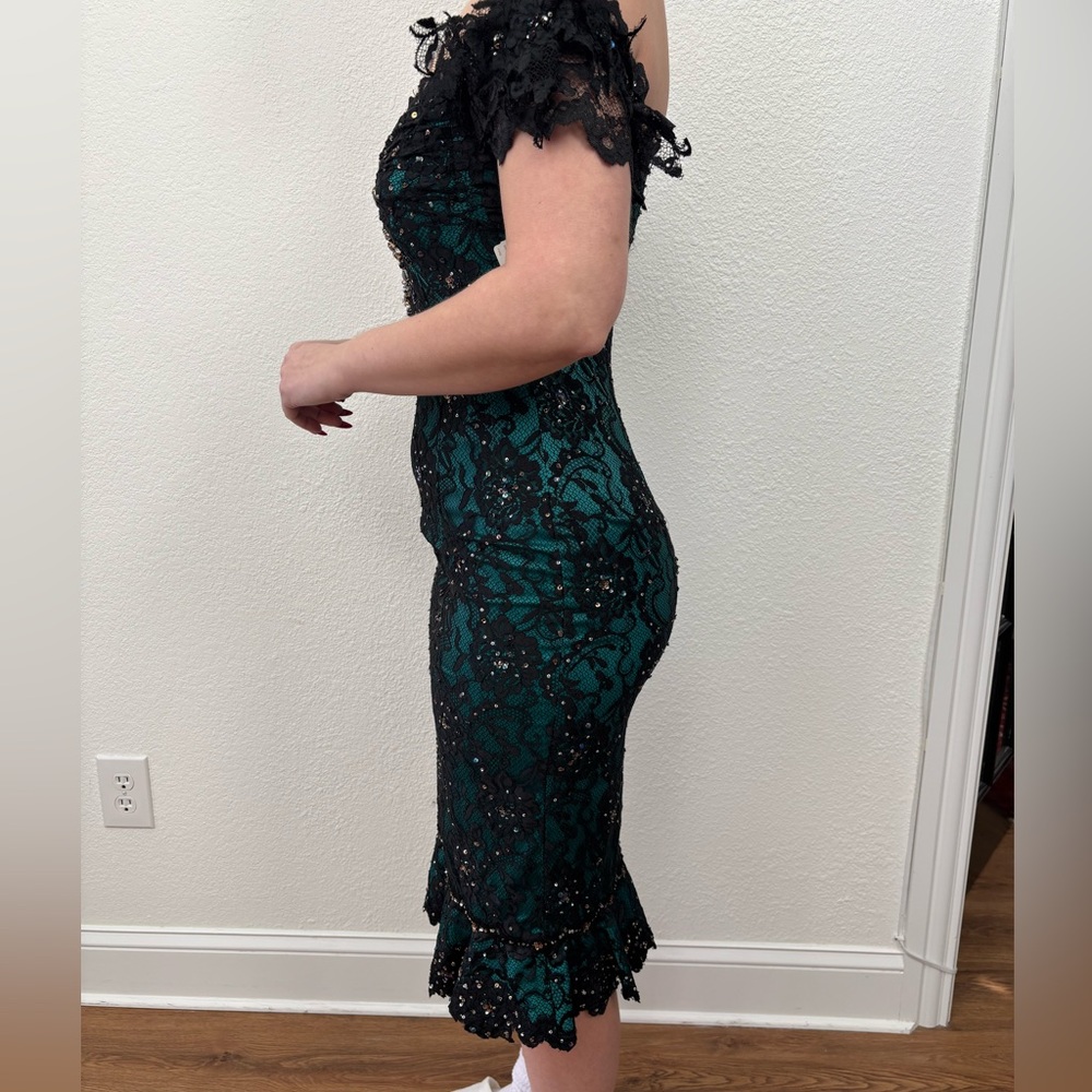 Mandalay Cocktail Dress in Black & Turquoise NWT - Picture 3 of 11
